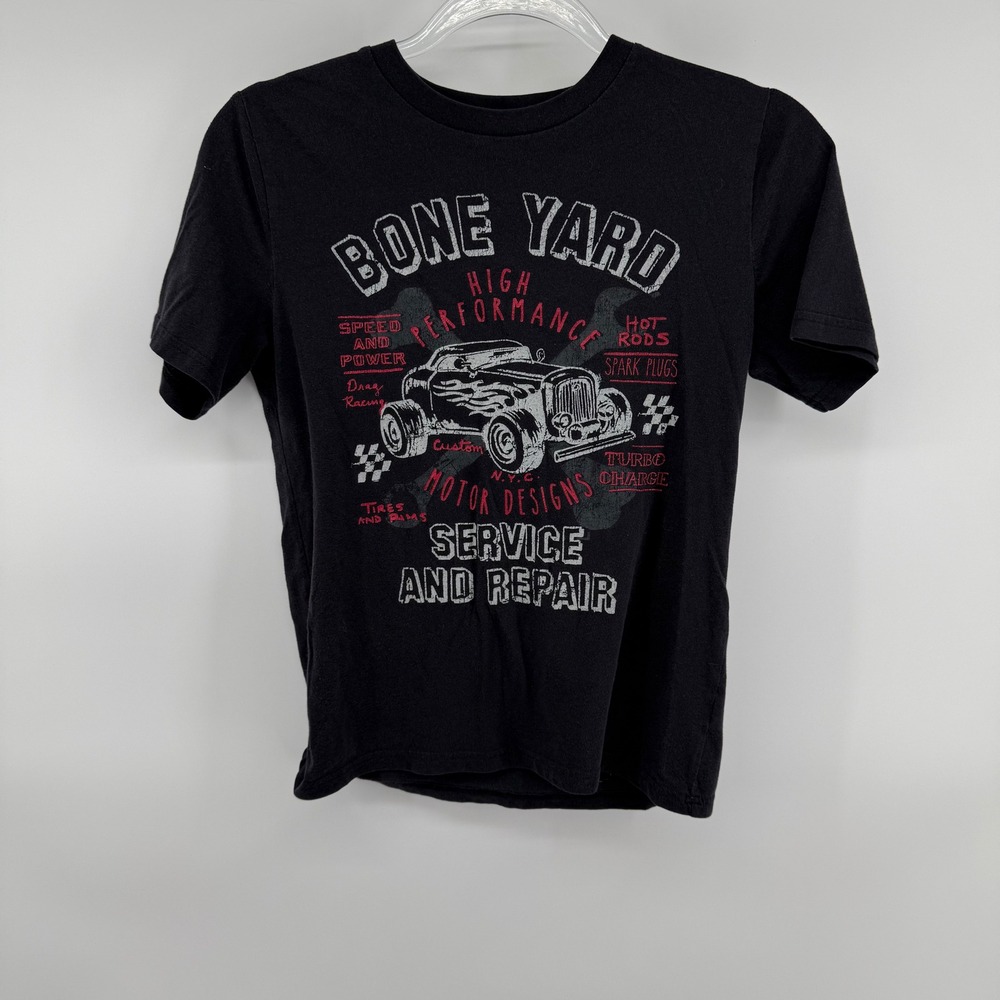 Arizona Jean Co Boys Bone Yard Hot Rod Graphic T-Shirt Black Large 14/16
